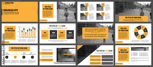 Business presentation slides templates from infographic elements. Can be used for presentation, flyer and leaflet, brochure, corporate report, marketing, advertising, annual report, banner, booklet.