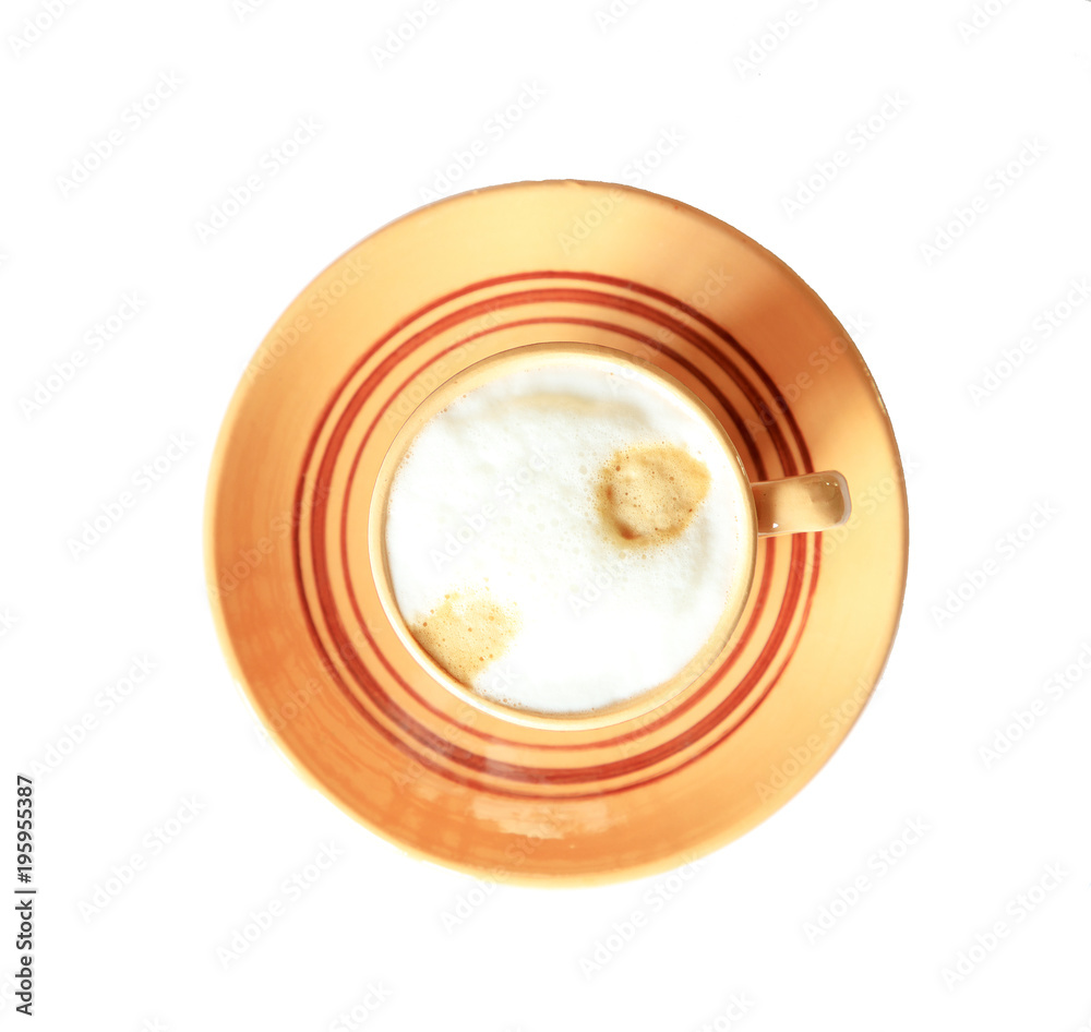 Coffee cup top view isolated on white background.