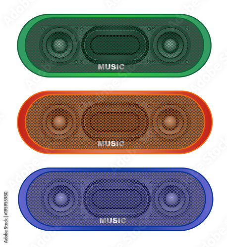 Modern Bluetooth Speaker set With Music Written On The Grille vector eps 10