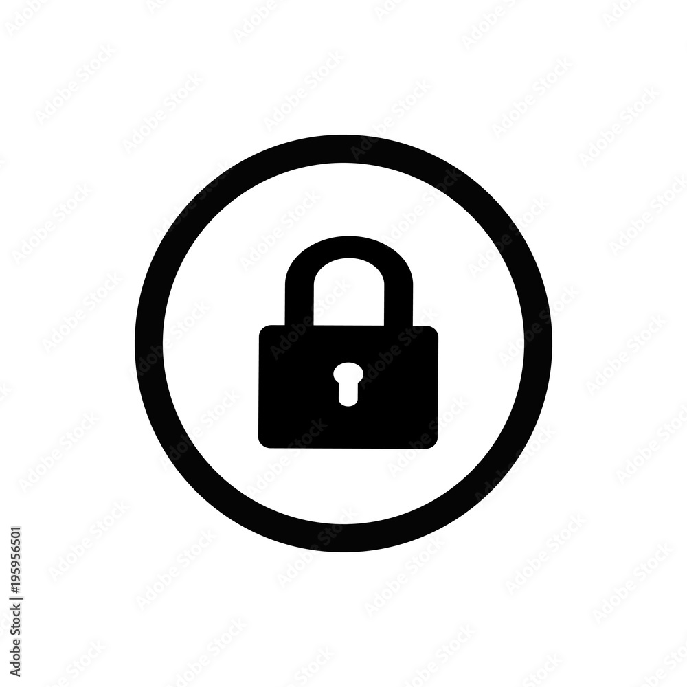 A padlock in circle isolated against a white background. Lock Icon in trendy flat style. Vector illustration A padlock in circle isolated against a white background. Lock Icon in trendy flat style. Vector illustration