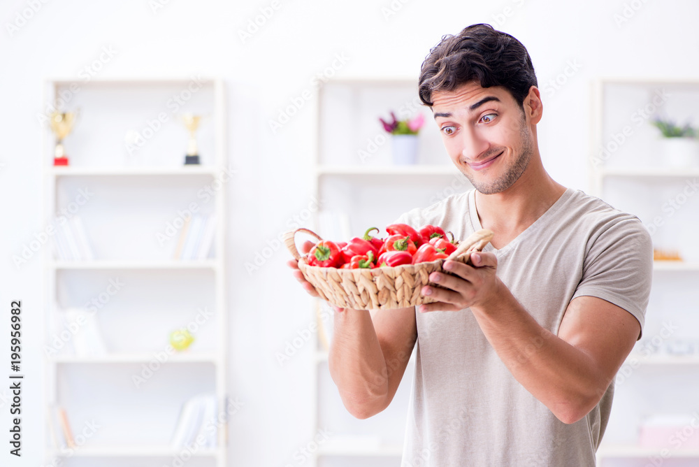 Young man in healthy eating and dieting concept Young man in healthy eating and dieting concept