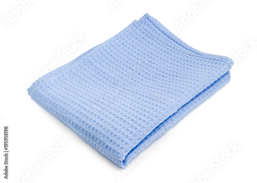 Folded blue waffle towel