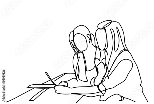 Sketch Girls Using Digital Tablet Computer Doodle Women Online Communication Vector Illustration