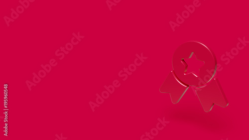 3D Icon of medal isolated on a red background. photo