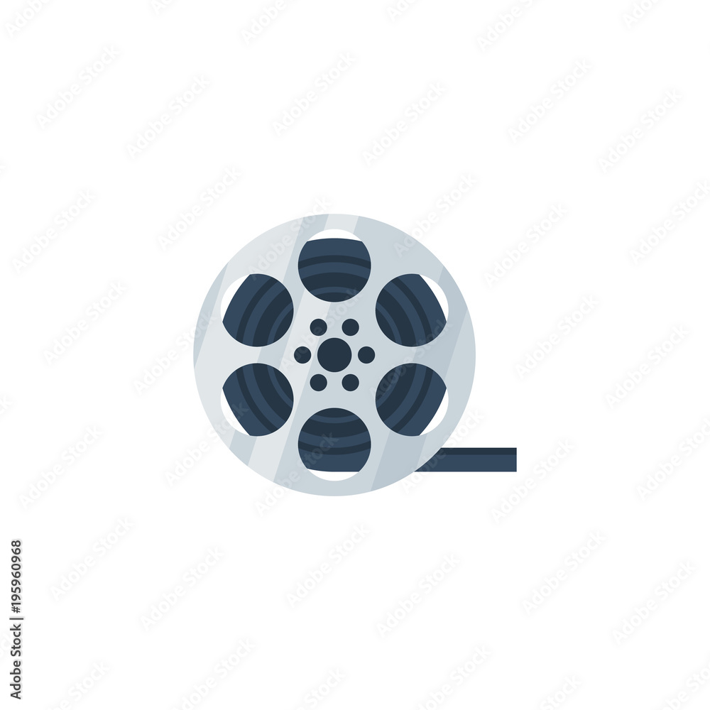 Vector illustration, simple reel of film tape  icon isolated on a white background.