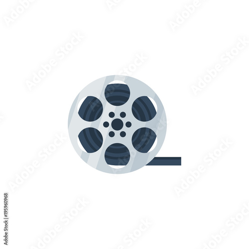 Vector illustration, simple reel of film tape  icon isolated on a white background.