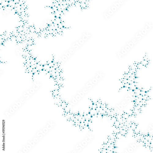 Structure molecule and communication. Dna  atom  neurons. Scientific concept for your design. Connected lines with dots. Medical  technology  chemistry  science background. illustration.
