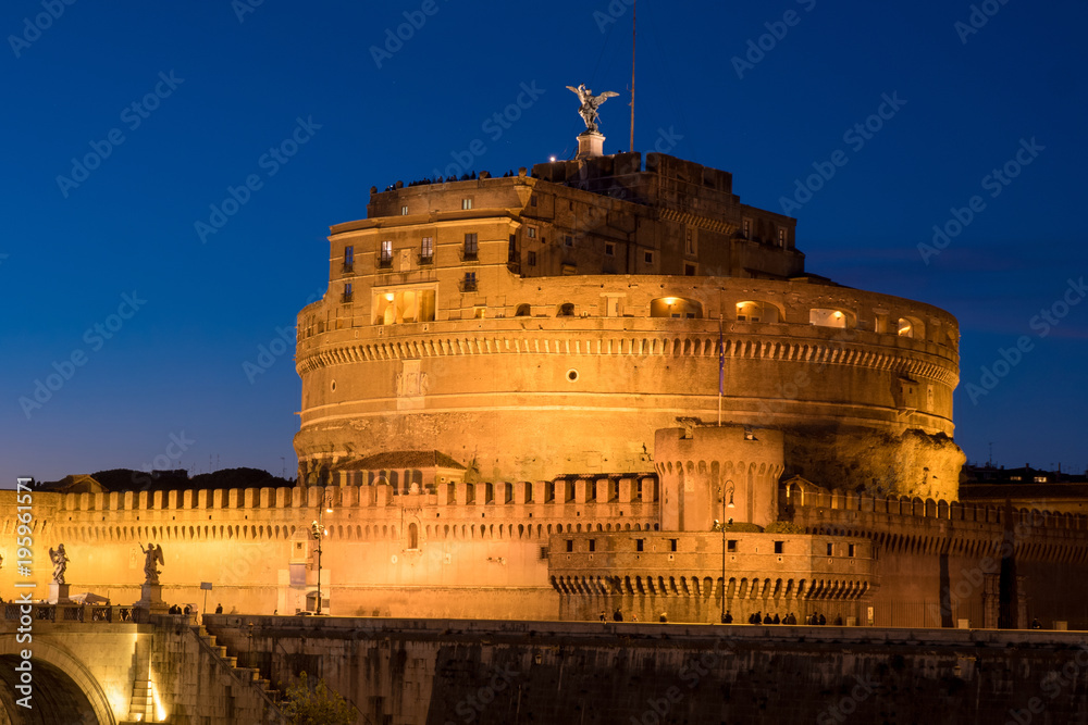 Rome Sant' Angelo Castle by night