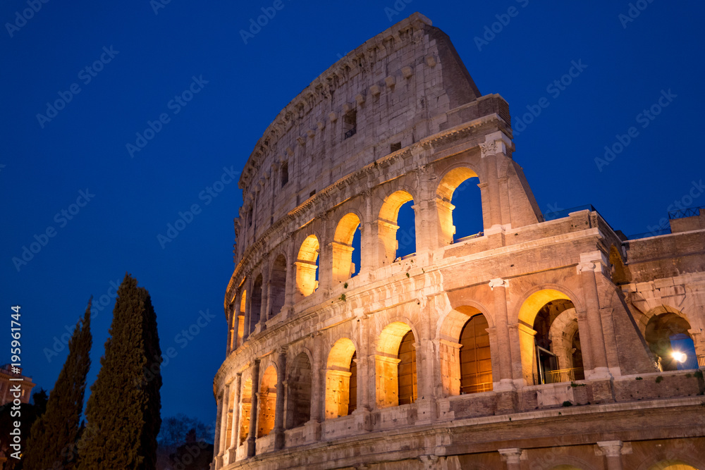 Night at the Colosseum in Rome, Italy