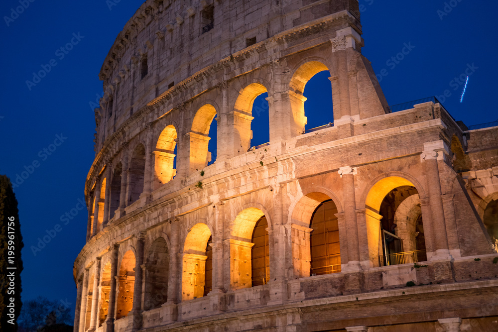 Night at the Colosseum in Rome, Italy