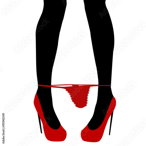Woman undressing and taking off her panties
