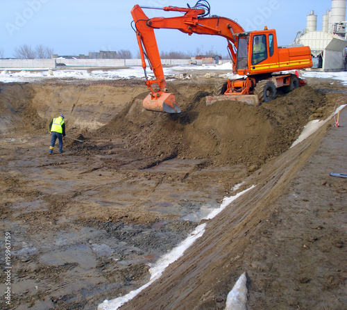 Orange excavator