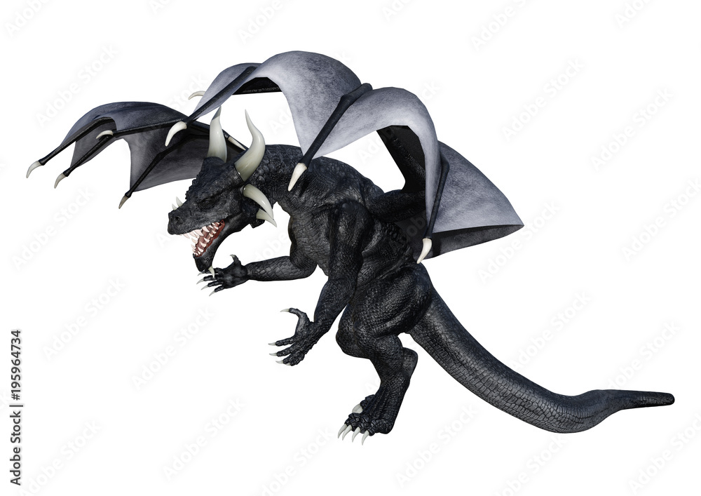 Fototapeta premium 3D Rendering Fantasy Dragon on White