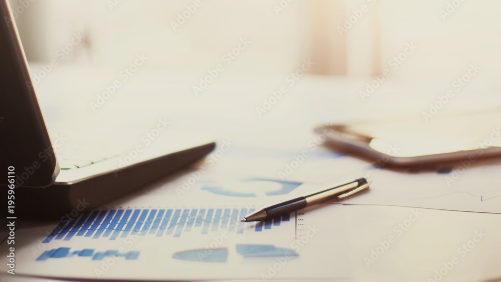 Workplace, analysis of graphics pen and tablet with laptop and performance of calculations Workplace, analysis of graphics pen and tablet with laptop and performance of calculations