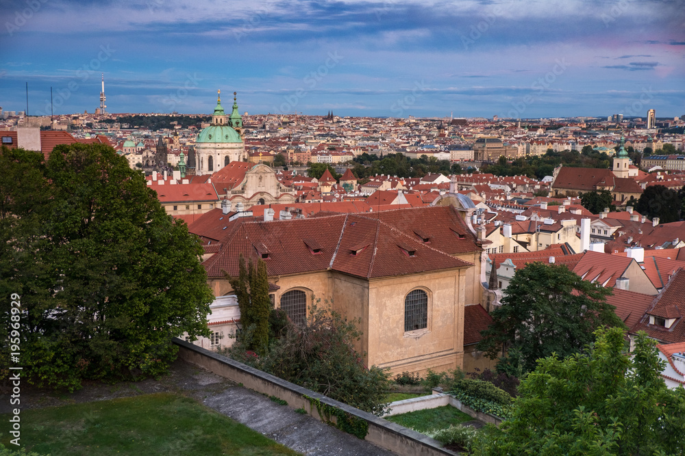 Rooftops and skyline of Prague at sunset Rooftops and skyline of Prague at sunset