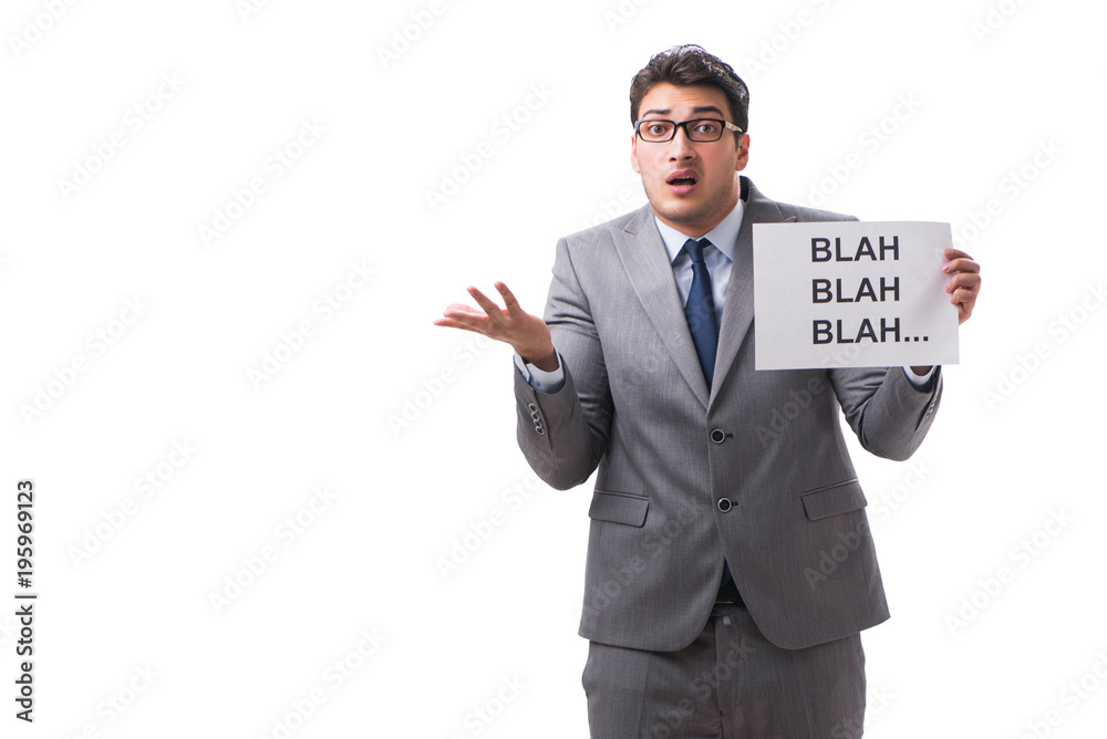 Businessman telling lies isolated on white background Businessman telling lies isolated on white background
