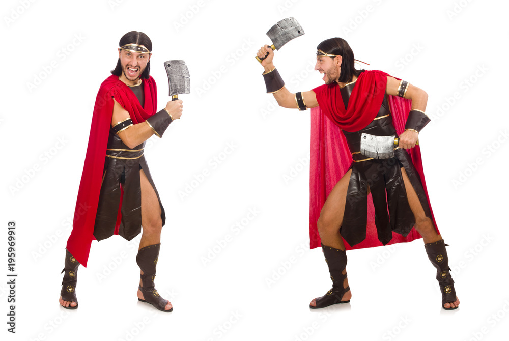 Gladiator with cleaver isolated on white Gladiator with cleaver isolated on white
