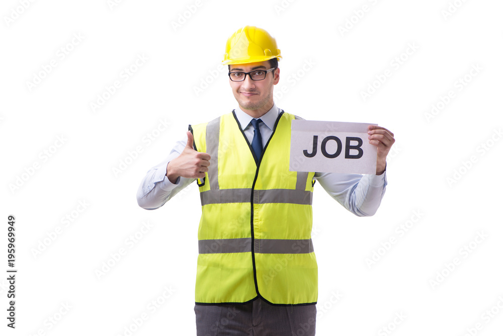 Construction supervisor in recrtuiment concept isolated on white