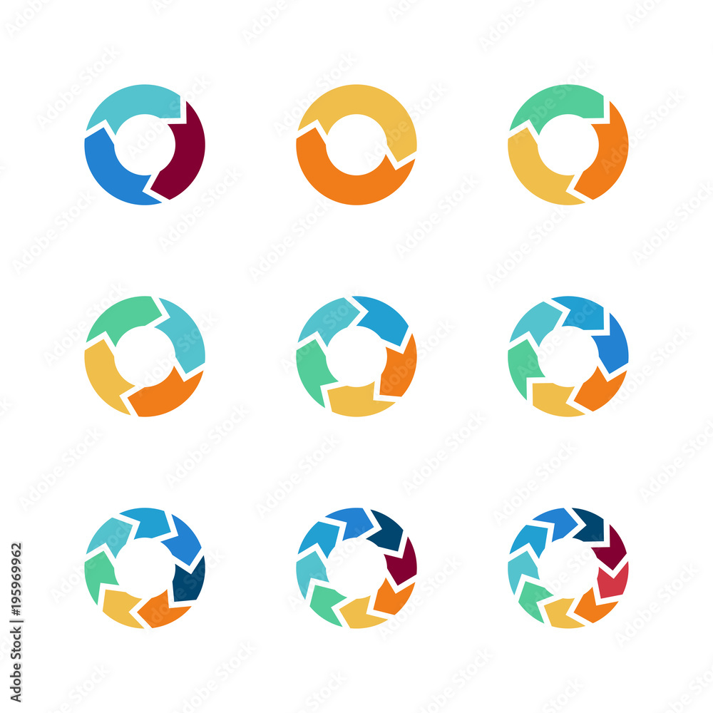 Circle arrows vector elements for process infographics with steps