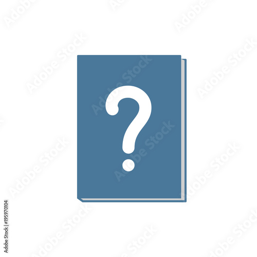 Book icon with question mark. Book icon and help, how to, info, query concept