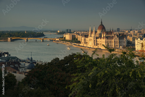 River Danube and Hungarian parliament from Buda Castle