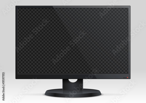 Empty computer lcd monitor with transparency screen 3d vector mockup