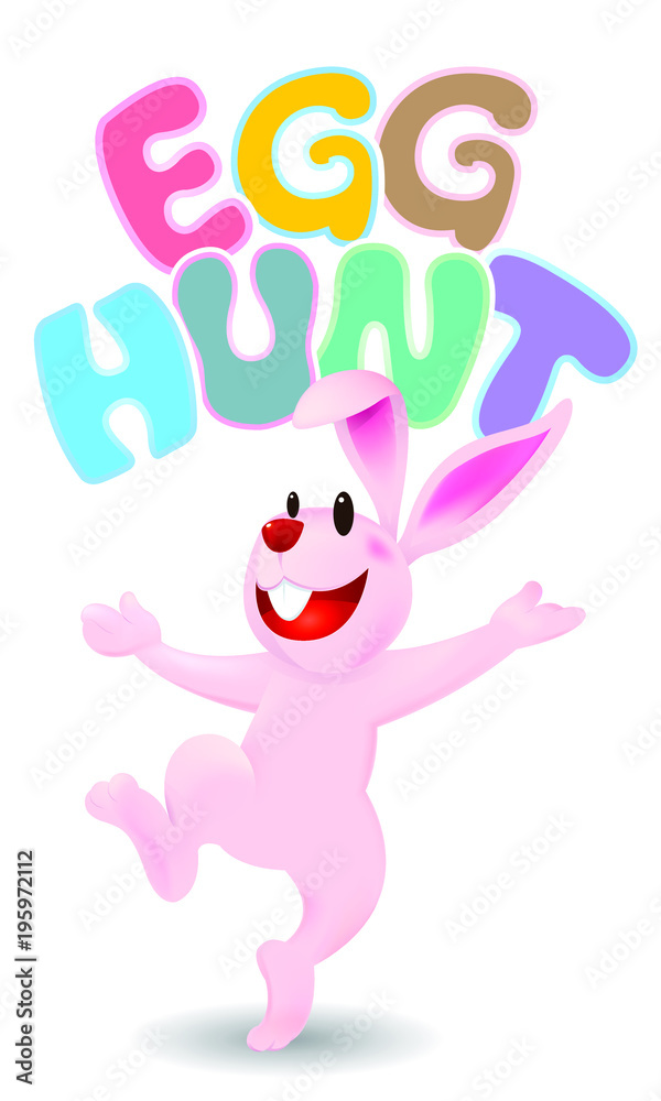 Obraz premium Easter day vector with a cute rabbit. Isolated.