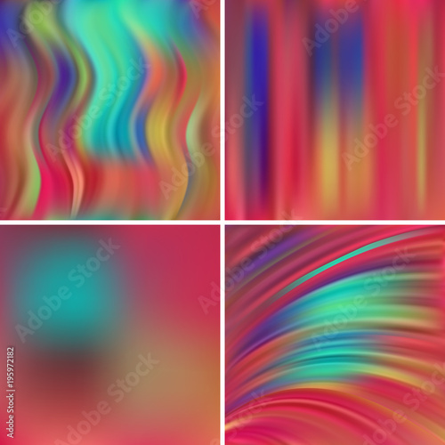 Abstract blurred vector backgrounds. For art illustration template design  business infographic and social media. Red  green  brown  blue colors.