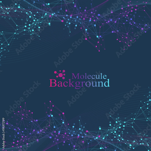 Structure molecule and communication. Dna, atom, neurons. Scientific molecule background for medicine, science, technology, chemistry. Vector illustration