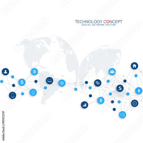 Abstract business vector infographic. Cloud computing and global network connections concept design. Scientific business template with icons for brochure, diagram, workflow, timeline, web design.