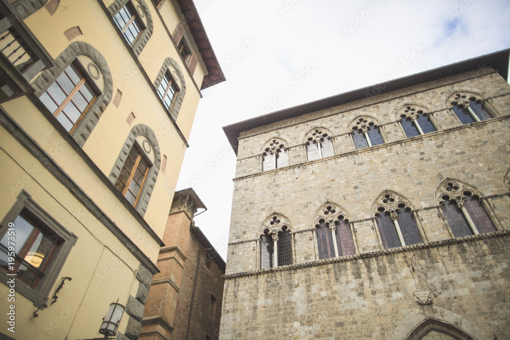 Medieval architecture facade of Siena building