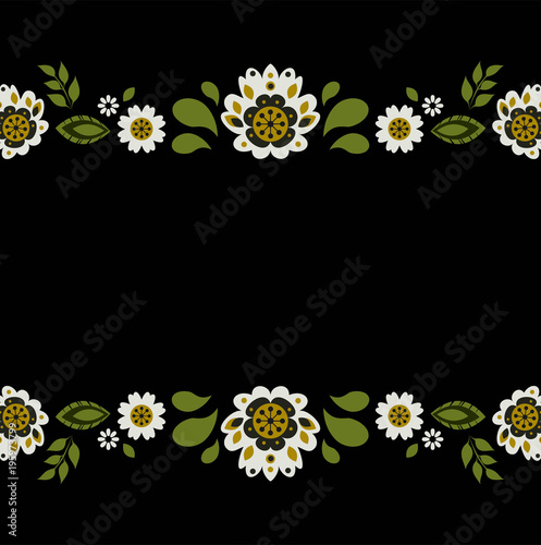 Polish folk floral decorative frame vector