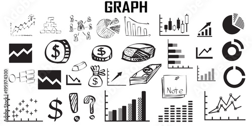  graph, chart, growth, line, business, bar flat icons. mono vector symbol