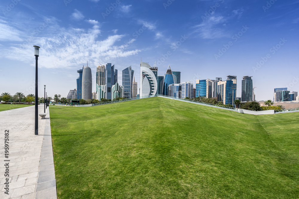 West Bay on the Corniche in Doha Qatar West Bay on the Corniche in Doha Qatar
