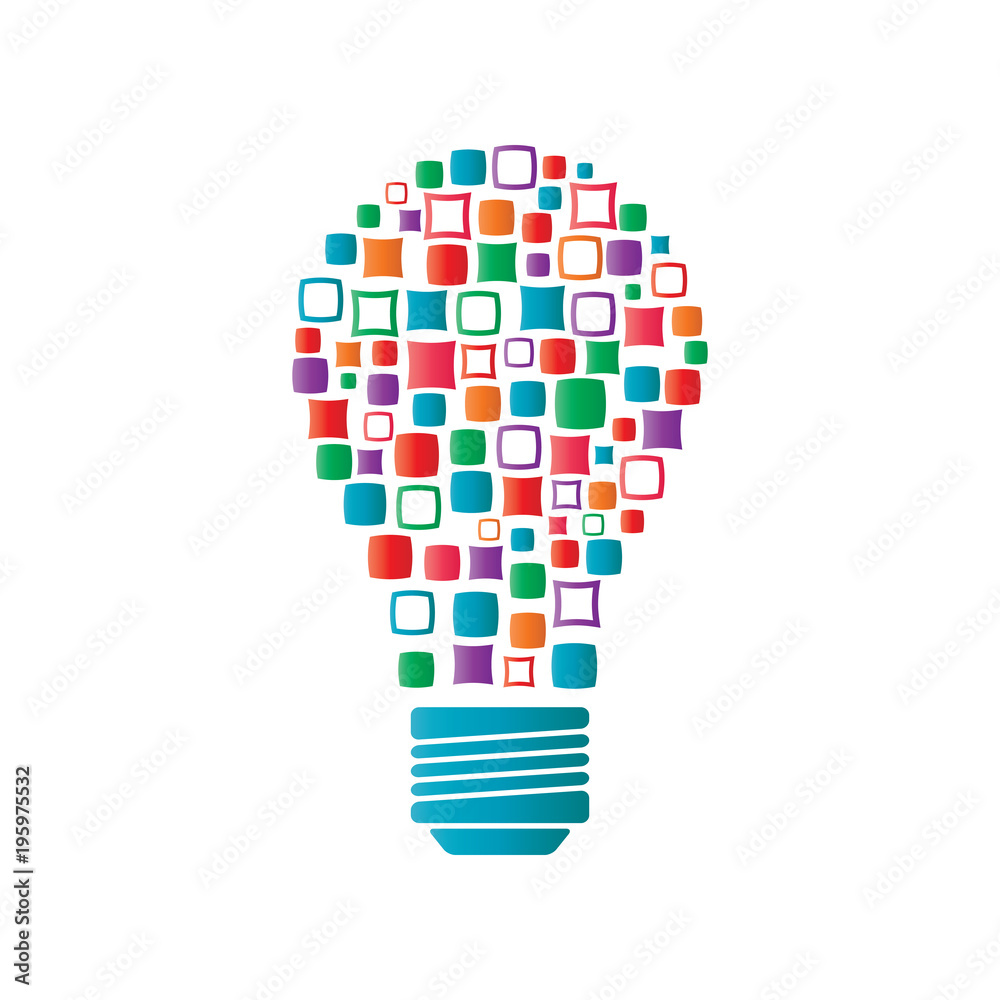 Colorful pixel lamp, bulb design. Colorful pixel lamp, bulb design.