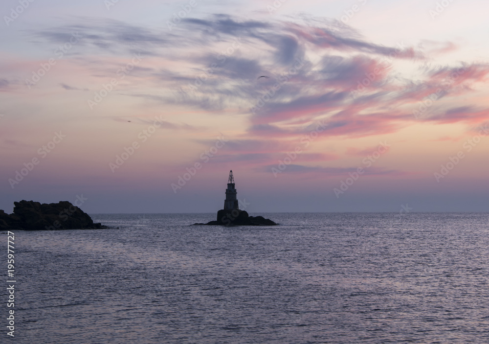 Sea Lighthouse and a beautiful sunrise on the Ahtopol coast