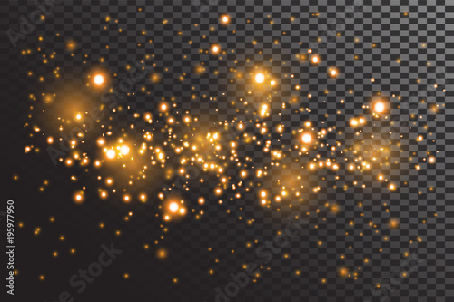 golden light sparkle on back background. Vector illustration 