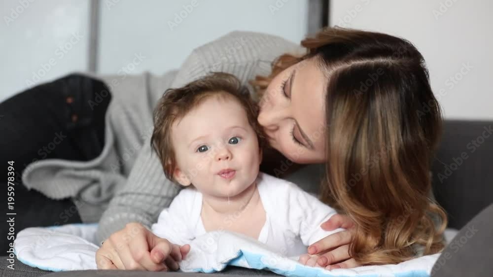 Mother have a fun with a child at home Mother have a fun with a child at home