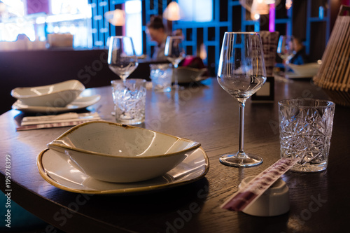 Abstract blur restaurant interior for background