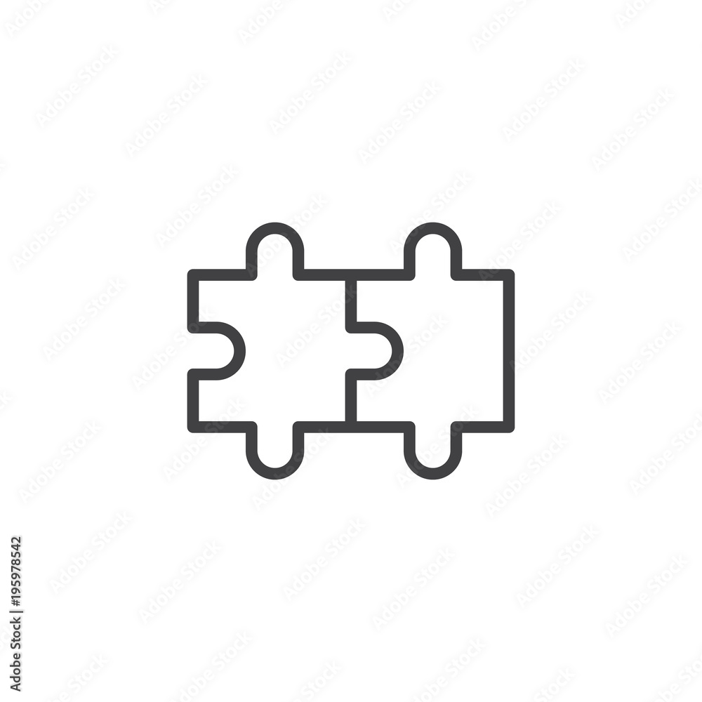 Puzzle outline icon. linear style sign for mobile concept and web design. Double piece puzzle simple line vector icon. App symbol, logo illustration. Pixel perfect vector graphics Puzzle outline icon. linear style sign for mobile concept and web design. Double piece puzzle simple line vector icon. App symbol, logo illustration. Pixel perfect vector graphics