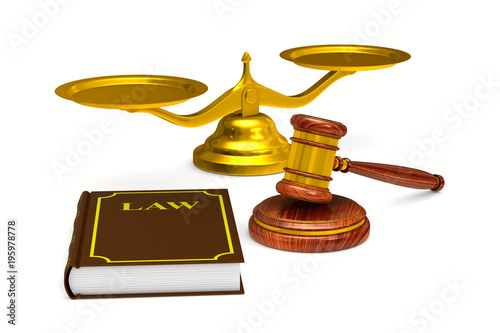 wooden gavel and scales and...