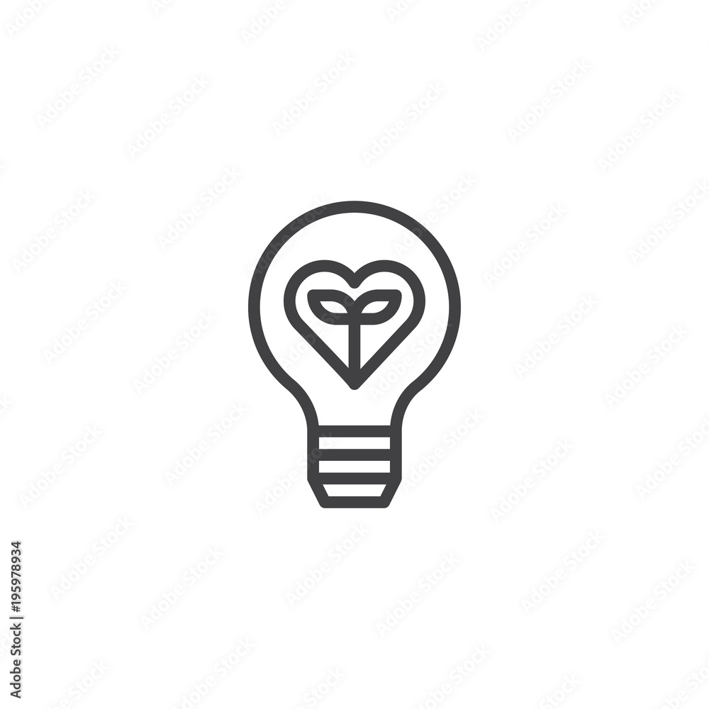 Plant growing inside the light bulb outline icon. linear style sign for mobile concept and web design. eco energy simple line vector icon. Symbol, logo illustration. Pixel perfect vector graphics Plant growing inside the light bulb outline icon. linear style sign for mobile concept and web design. eco energy simple line vector icon. Symbol, logo illustration. Pixel perfect vector graphics