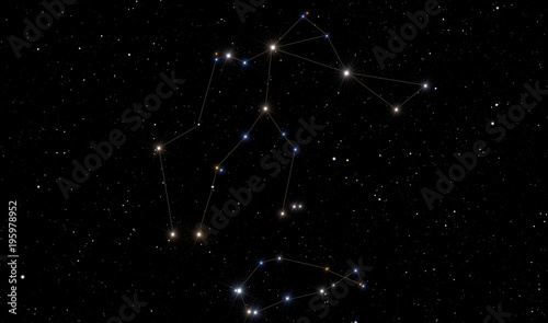 Aquarius constellation and Southern Fish in the bottom