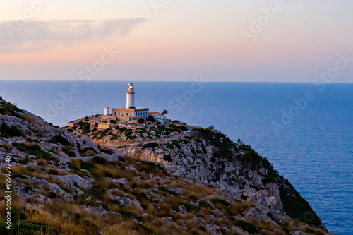 Lighthouse at Cape Formentor in the Coast of North Mallorca  Spain   Balearic Islands  .