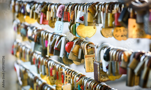 Love locks on the butchers bridge in Ljubljana Slovenia.