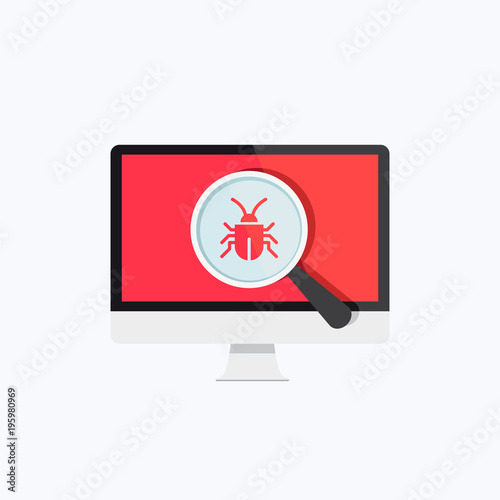 Computer Virus Search Vector Icon