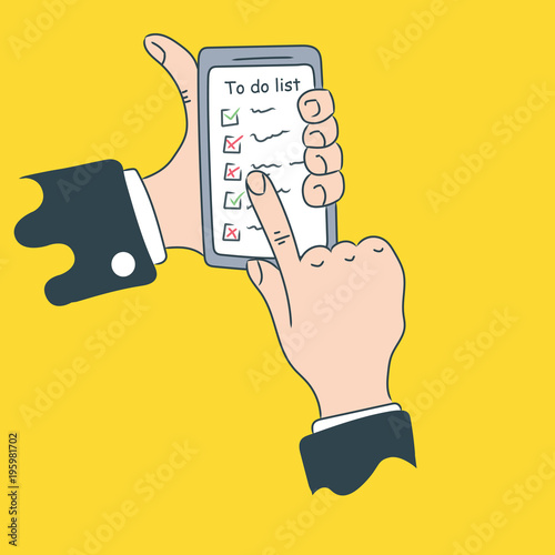 Hands holding a phone with a management application. Graphic set.
Modern, drawn vector illustrations for use on websites, banners and leaflets.