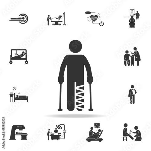 gypsum foot crutch illustration icon. Detailed set of medicine element Illustration. Premium quality graphic design. One of the collection icons for websites, web design, mobile