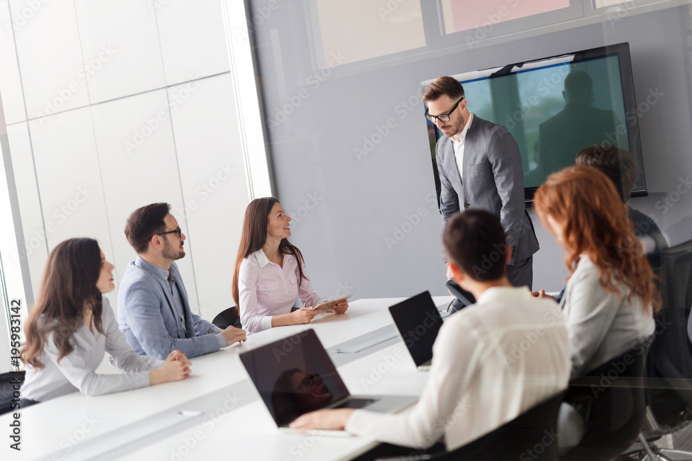 Business people conference in modern meeting room Business people conference in modern meeting room