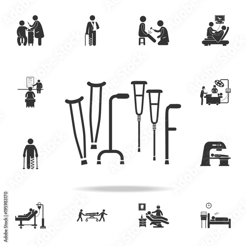 Set of crutchs icon. Detailed set of medicine element Illustration. Premium quality graphic design. One of the collection icons for websites, web design, mobile app